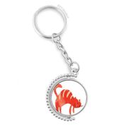 Diythinker Erkek Kırmızı Gülümseyen Şişman Kedi Hayvan Suluboya Döndürülebilir Çok Renkli 3x9 cm Anahtarlık