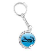 Diythinker Erkek Kış Spor Kayak Kayak ve Bot İllüstrasyon Döndürülebilir Çok Renkli 3x9 cm Anahtarlık