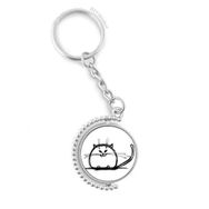 Diythinker Erkek Kıvırcık Ağır Kedi Gülümseyen Oturuş Hattı Döndürülebilir Çok Renkli 3x9 cm Anahtarlık