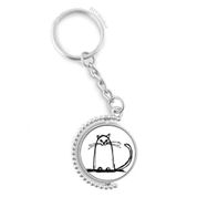 Diythinker Erkek Kıvırcık Kedi Gülümseyen Oturuş Hattı Döndürülebilir Çok Renkli 3x9 cm Anahtarlık