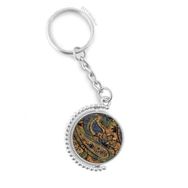Diythinker Erkek Klasik Soyut Lotus Balık Desenli Döndürülebilir Çok Renkli 3x9 cm Anahtarlık