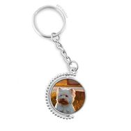 Diythinker Erkek Köpek Beyaz Hayvan Yalnız Gece Döndürülebilir Çok Renkli 3x9 cm Anahtarlık