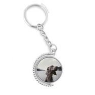 Diythinker Erkek Köpek Evcil Hayvan Gri Resim Döndürülebilir Çok Renkli 3x9 cm Anahtarlık
