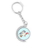 Diythinker Erkek Kuş Hayvan Magpie Gri Başlık Döndürülebilir Çok Renkli 3x9 cm Anahtarlık