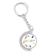 Diythinker Erkek LGBT Gökkuşağı Bayrağı Aile Döndürülebilir Çok Renkli 3x9 cm Anahtarlık