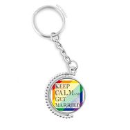Diythinker Erkek LGBT Gökkuşağı Bayrağı Evlenmek Döndürülebilir Çok Renkli 3x9 cm Anahtarlık