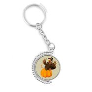 Diythinker Erkek Mutlu Şükran Günü Pumkin Desenli Döndürülebilir Çok Renkli 3x9 cm Anahtarlık