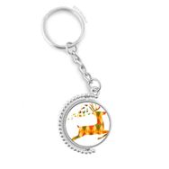 Diythinker Erkek Noel Renkli Geyik Kafes Festival Döndürülebilir Çok Renkli 3x9 cm Anahtarlık