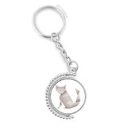 Diythinker Erkek Origami Geometrik Soyut Kedi Desenli Döndürülebilir Çok Renkli 3x9 cm Anahtarlık