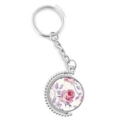 Diythinker Erkek Pembe Gül Çizim Sanatı Bitki Döndürülebilir Çok Renkli 3x9 cm Anahtarlık