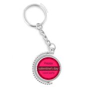 Diythinker Erkek Pembe Yuvarlak Mutlu Sevgililer Günü Aşk Döndürülebilir Çok Renkli 3x9 cm Anahtarlık