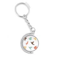 Diythinker Erkek Renkli Kuş Soyut Origami Desenli Döndürülebilir Çok Renkli 3x9 cm Anahtarlık