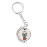 Diythinker Erkek Suluboya Kıyafetleri Sevimli Köpek İllüstrasyonu Döndürülebilir Çok Renkli 3x9 cm Anahtarlık