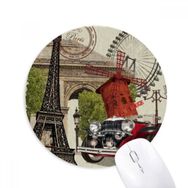 Dıythinker Eski Araba Fransa Eyfel Kulesi Baskılı Yuvarlak Kaymaz Kauçuk Mouse Pad