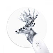Dıythinker Eskiz Geyik Siyah Beyaz Baskılı Yuvarlak Kaymaz Kauçuk Mouse Pad