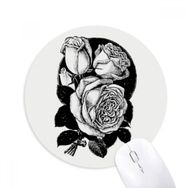 Dıythinker Eskiz Gül Çiçek Bitki Desenli Baskılı Yuvarlak Kaymaz Kauçuk Mouse Pad