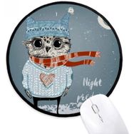 Dıythinker Eskiz Güzel Baykuş Kış Gece Yuvarlak Kaymaz Mouse Pad