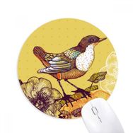 Dıythinker Eskiz Sevimli Kuş Çiçekleri Baskılı Yuvarlak Kaymaz Kauçuk Mouse Pad