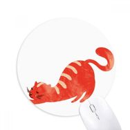 Dıythinker Esneme Şişman Kedi Hayvan Suluboya Baskılı Yuvarlak Kaymaz Kauçuk Mouse Pad