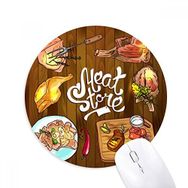 Dıythinker Et Mağazası Barbekü Biftek Baskılı Yuvarlak Kaymaz Kauçuk Mouse Pad