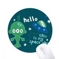 Dıythinker Evren ve Uzaylı Merhaba Uzaylı Baskılı Yuvarlak Kaymaz Kauçuk Mouse Pad