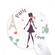 Dıythinker Eyfel Kulesi Paris Lady Fransa Simgesi Baskılı Yuvarlak Kaymaz Kauçuk Mouse Pad