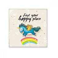 Dıythinker Find Your Happy Place Unicorn Desen Parlak 10x10 cm Seramik Karo