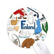 Dıythinker Finlandiya Landscap Hayvanlar Ulusal Bayrak Baskılı Yuvarlak Kaymaz Kauçuk Mouse Pad