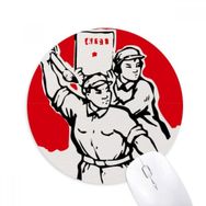 Dıythinker Fırça Kağıdı Asker Mao Zedong arı Baskılı Yuvarlak Kaymaz Kauçuk Mouse Pad