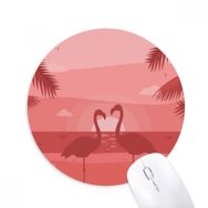 Dıythinker Flamingo Çift Kırmızı Alacakaranlık Baskılı Yuvarlak Kaymaz Kauçuk Mouse Pad