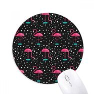 Dıythinker Flamingo Desenli Pembe Siyah Baskılı Yuvarlak Kaymaz Kauçuk Mouse Pad