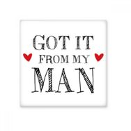 Dıythinker for My Woman it From My Man Sevgililer Günü Hediyesi Seramik Dekorasyon 10x10 cm Seramik Karo