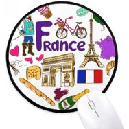 Dıythinker Fransa Aşk Kalp Manzara Ulusal Bayrak Yuvarlak Kaymaz Mouse Pad
