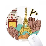 Dıythinker Fransa Paris Eyfel Kulesi Suluboya Baskılı Yuvarlak Kaymaz Kauçuk Mouse Pad