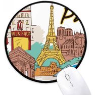 Dıythinker Fransa Paris Eyfel Kulesi Suluboya Yuvarlak Kaymaz Mouse Pad
