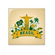 Dıythinker Futbol Monte Corcovado Papağan Brezilya Kültürel Element 10x10 cm Seramik Karo