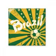 Dıythinker Futbol Sarı Yeşil Brezilya Sloganı Brezilya Kültürü İllüstrasyon Seramik Dekorasyon 10x10 cm Seramik Karo