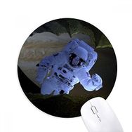 Dıythinker Galaxy Astronot Karanlık Gece Gökyüzü Baskılı Yuvarlak Kaymaz Kauçuk Mouse Pad