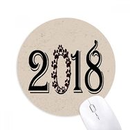 Dıythinker Garland 2018 Font Happy New Year Baskılı Yuvarlak Kaymaz Kauçuk Mouse Pad
