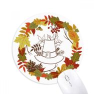 Dıythinker Garland Şükran Günü Yaprak Desenli Baskılı Yuvarlak Kaymaz Kauçuk Mouse Pad