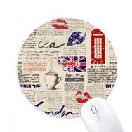 Dıythinker Gazete Dudakları Öpücük Kahve İngiltere Simgesi Bayrak Baskılı Yuvarlak Kaymaz Kauçuk Mouse Pad