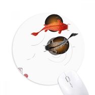 Dıythinker Geleneksel Çin Balık Şanslı Baskılı Yuvarlak Kaymaz Kauçuk Mouse Pad