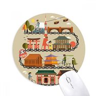 Dıythinker Geleneksel Japon Binicilik Doğa Haritası Baskılı Yuvarlak Kaymaz Kauçuk Mouse Pad