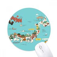 Dıythinker Geleneksel Japon Kara Şekilli Haritası Baskılı Yuvarlak Kaymaz Kauçuk Mouse Pad