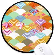 Dıythinker Geometri Squama Çiçekler Desen Japonya Yuvarlak Kaymaz Mouse Pad