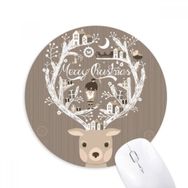 Dıythinker Geyik Baba Noel Evisi Baskılı Yuvarlak Kaymaz Kauçuk Mouse Pad