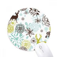 Dıythinker Geyik Dekorasyonu Çiçek Noel Hayvan Baskılı Yuvarlak Kaymaz Kauçuk Mouse Pad