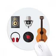 Dıythinker Gitar Kulaklık CD Mikrofon Müzik Deseni Baskılı Yuvarlak Kaymaz Kauçuk Mouse Pad