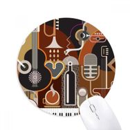 Dıythinker Gitar Müzik İllüstrasyonu Soyut Mavi Desen Baskılı Yuvarlak Kaymaz Kauçuk Mouse Pad