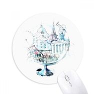 Dıythinker Globe London Eye Eyfel Kulesi Suluboya Baskılı Yuvarlak Kaymaz Kauçuk Mouse Pad